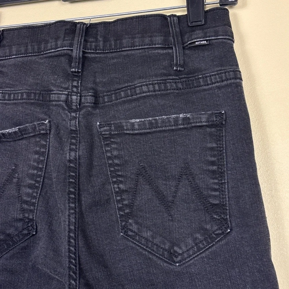MOTHER Hustler Ankle Fray Jeans Not Guilty Black Women Size 26 High Waist‎ Denim